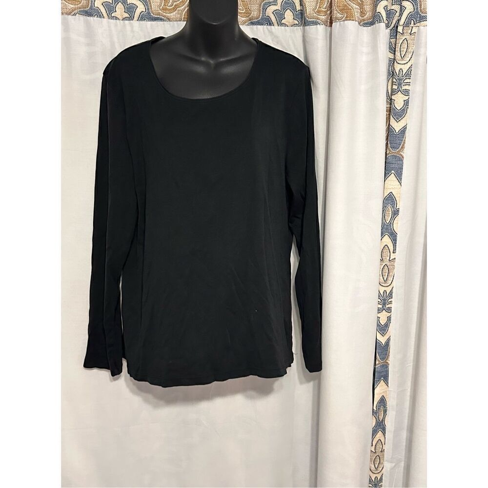 GREAT CONDITION J.Jill Long-Sleeve Crewneck Tee black Top size XL  Basic Length
